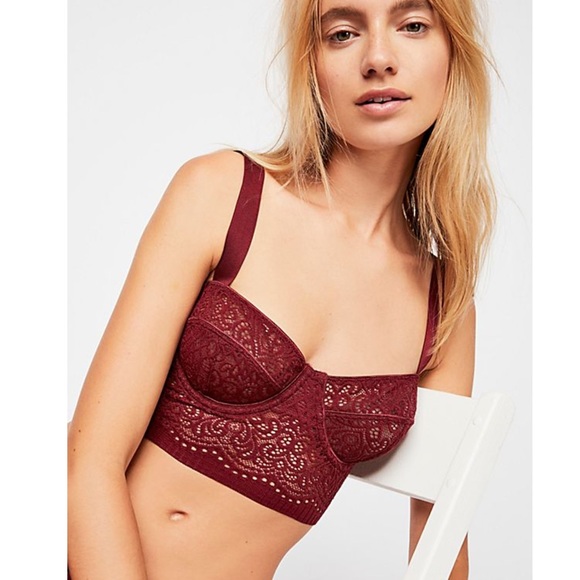 New Free People Abigail Red Lace Underwire Bra - Picture 2 of 7